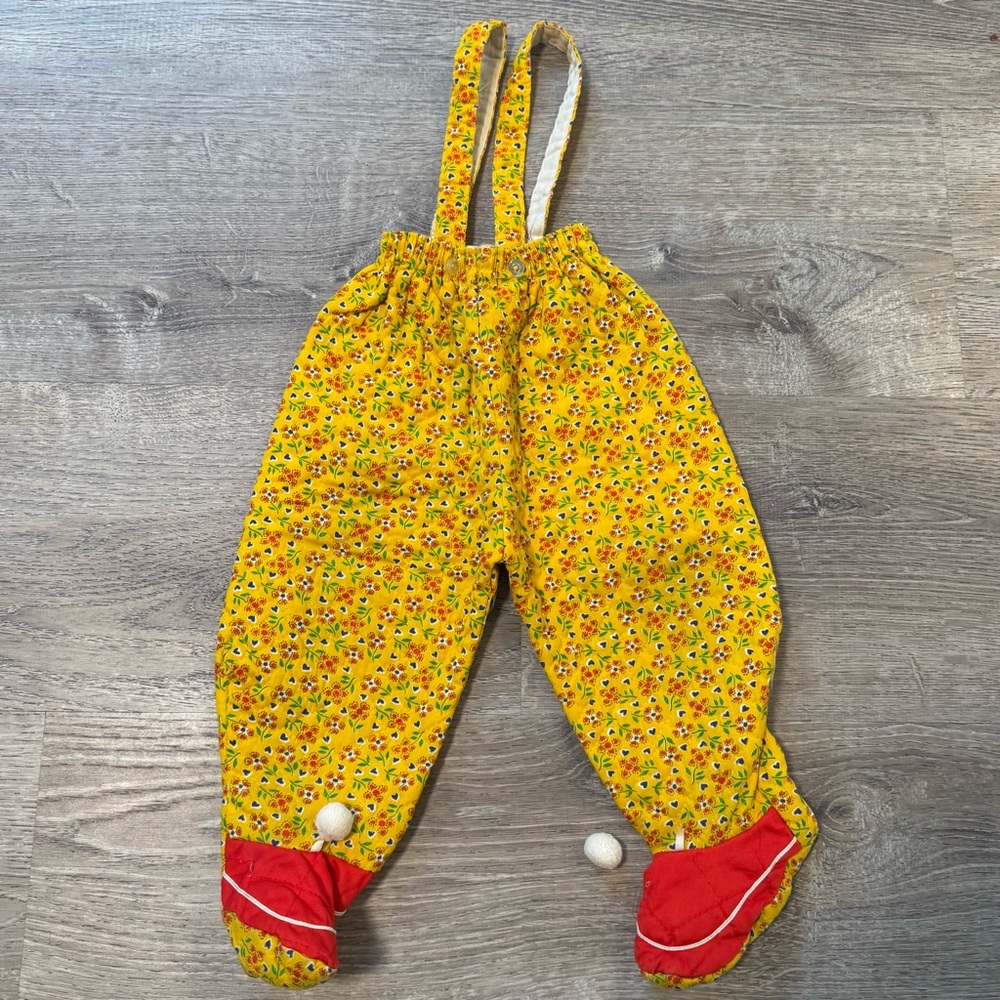 Quilted Vintage Baby Overalls 18mo yellow